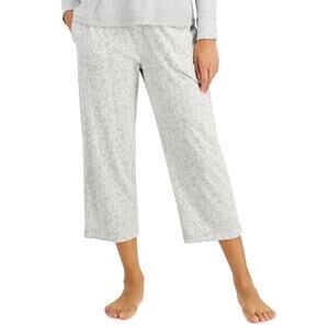 Charter Club Cotton Printed Cropped Pajama Pants Vineyard Gray NWT Size Small